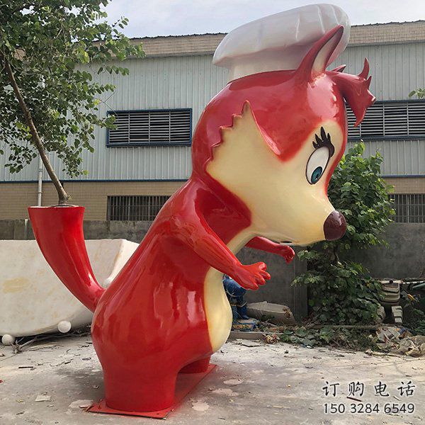 烤漆狐貍雕塑廠家 卡通噴漆擺件 廣場現(xiàn)代狐貍雕塑