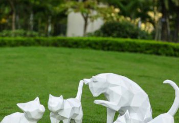 幼兒園貓咪雕塑廠家 卡通噴漆小品 草地異形貓咪雕塑