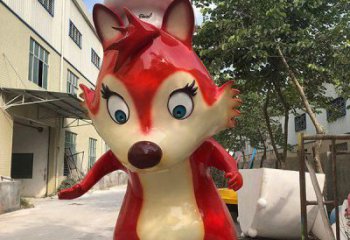步行街狐貍雕塑廠家 創意卡通擺件 草地仿真狐貍雕塑