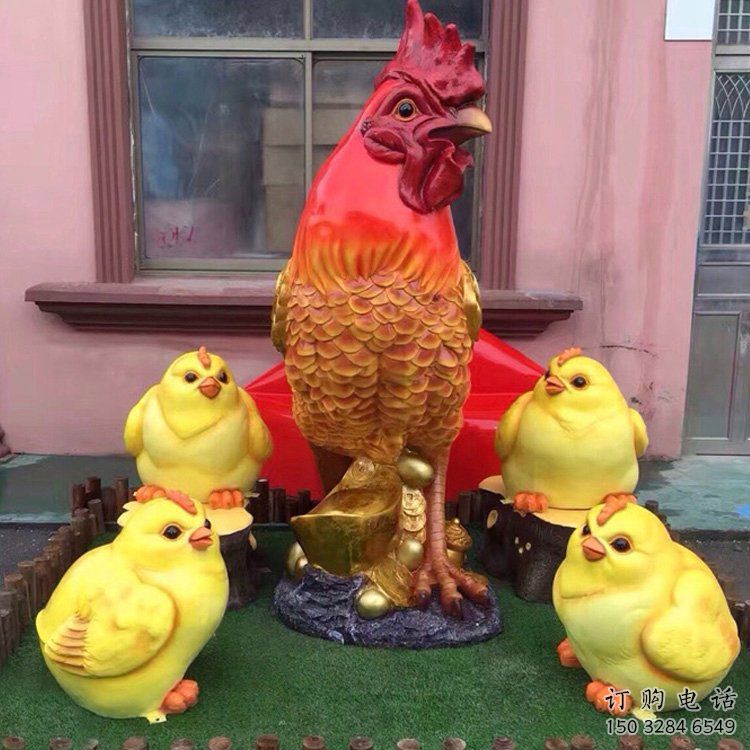 仿真小雞雕塑廠家 大型戶外擺件 公園噴漆小雞雕塑