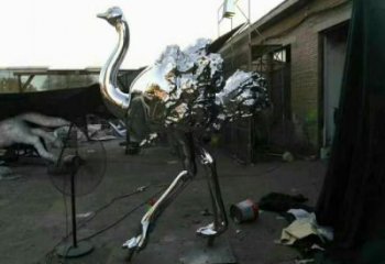 鍛造鴕鳥雕塑廠家 卡通鏡面擺件 廣場現(xiàn)代鴕鳥雕塑