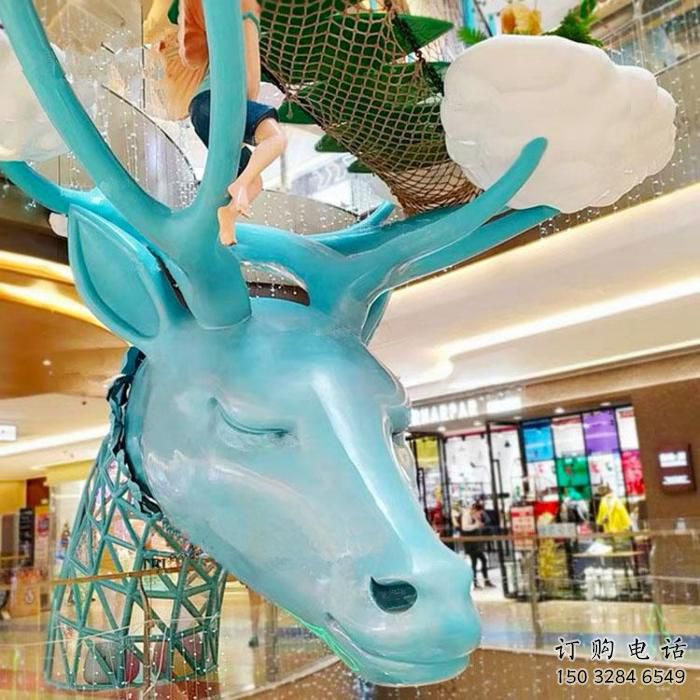 室內鹿角雕塑廠家 大型餐飲店小品 步行街異形鹿角雕塑