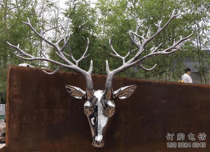 鏡面鹿角雕塑廠家 現(xiàn)代公園擺件 游樂場異形鹿角雕塑