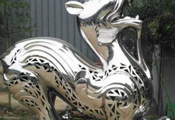 鏡面貔貅雕塑廠家 現(xiàn)代公園擺件 游樂場鏤空貔貅雕塑
