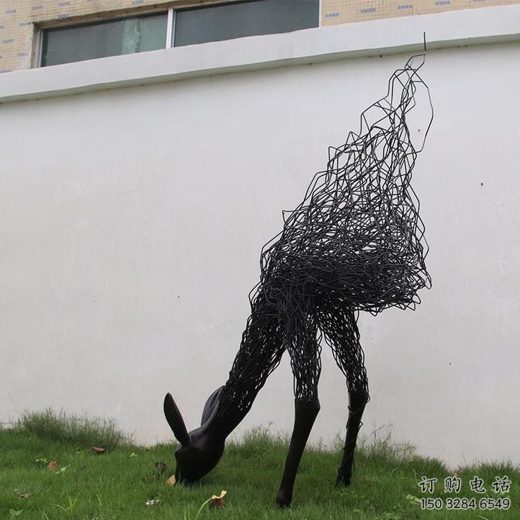 烤漆鹿頭雕塑廠家 戶外賓館擺件 公園抽象鹿頭雕塑