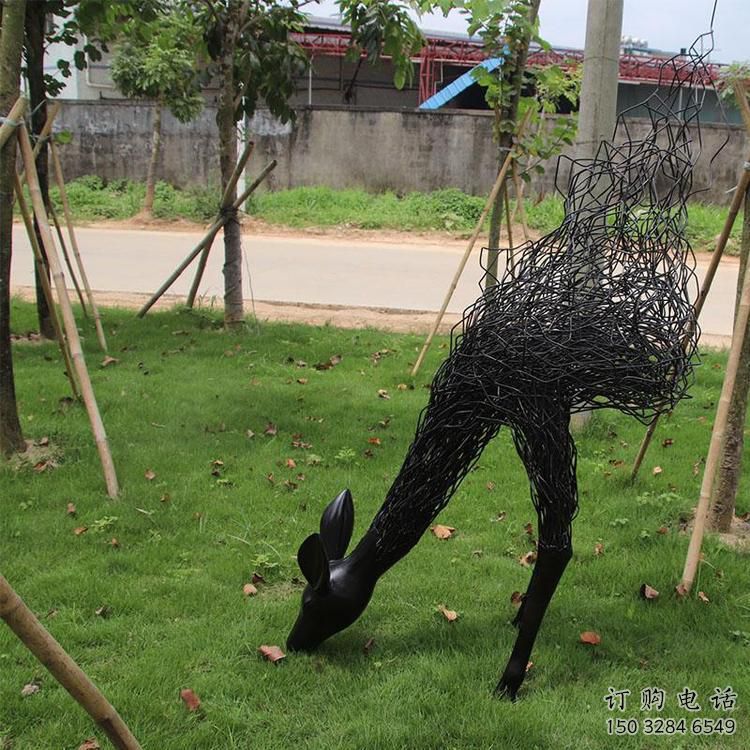 拉絲鹿頭雕塑廠家 大型抽象擺件 游樂場異形鹿頭雕塑