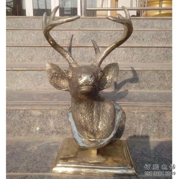 風(fēng)景區(qū)鹿頭雕塑廠家 中式室內(nèi)擺件 戶外仿古鹿頭雕塑