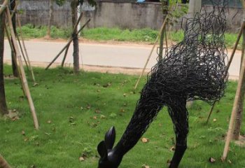 拉絲鹿頭雕塑廠家 大型抽象擺件 游樂場異形鹿頭雕塑