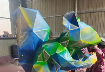 幾何松鼠雕塑廠家 中式室內(nèi)擺件 烤漆切面松鼠雕塑