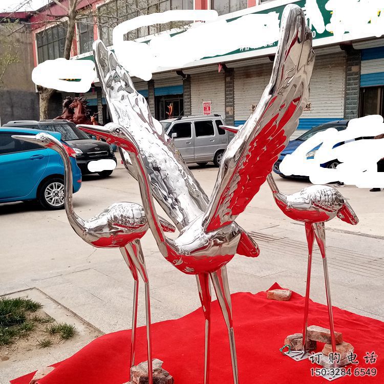 商業(yè)街白鶴雕塑廠家 大型房地產(chǎn)擺件 步行街仿真白鶴雕塑