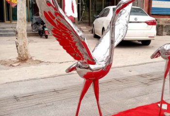 鏡面白鶴雕塑廠家 大型現代擺件 風景區仿真白鶴雕塑