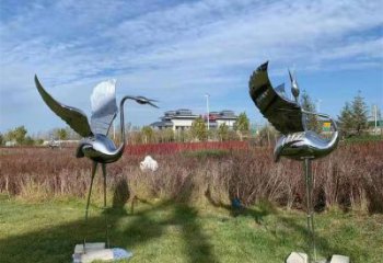 庭院白鶴雕塑廠家 歐式仿真擺件 戶外鏡面白鶴雕塑