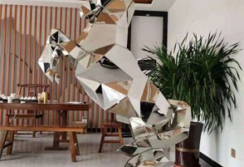 玄關奔馬雕塑廠家 現(xiàn)代創(chuàng)意擺件 風景區(qū)幾何奔馬雕塑