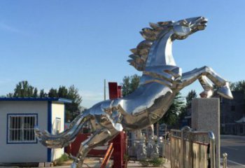 鏡面奔馬雕塑廠家 現(xiàn)代戶外擺件 游樂場異形奔馬雕塑