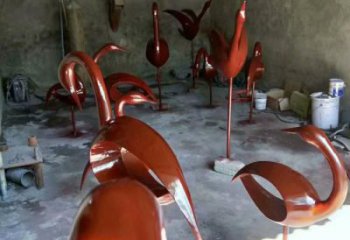 游樂場雀鳥雕塑廠家 抽象鏤空擺件 住宅小區烤漆雀鳥雕塑