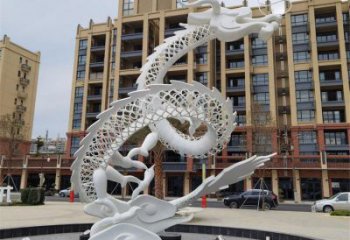 街道飛龍雕塑廠家 創(chuàng)意村口小品 街頭鏤空飛龍雕塑