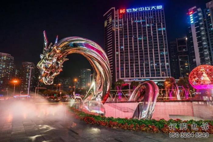 公園水龍雕塑廠家 中式鏡面小品 風景區仿古水龍雕塑