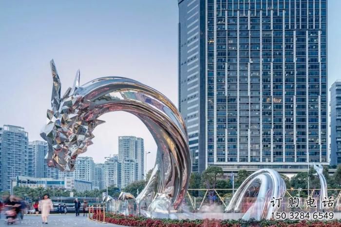 戶外水龍雕塑廠家 海洋賓館小品 大型拉絲水龍雕塑