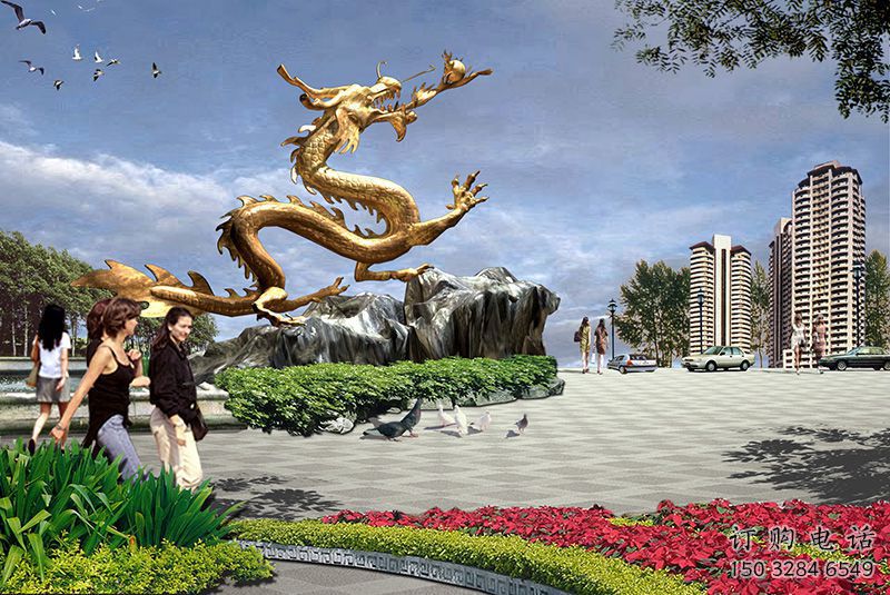 別墅水龍雕塑廠家 卡通噴漆小品 公園現(xiàn)代水龍雕塑