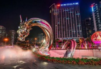 公園水龍雕塑廠(chǎng)家 中式鏡面小品 風(fēng)景區(qū)仿古水龍雕塑