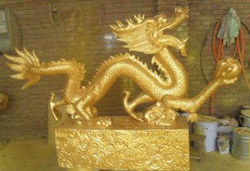 烤漆臥龍雕塑廠家 戶外賓館擺件 現代大型臥龍雕塑