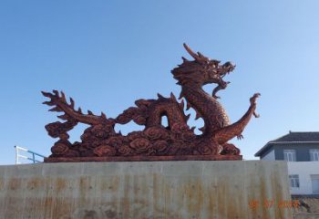 村口臥龍雕塑廠家 中式烤漆擺件 戶外仿真臥龍雕塑