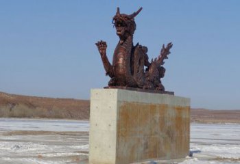 抽象臥龍雕塑廠家 創意村口擺件 戶外彩繪臥龍雕塑