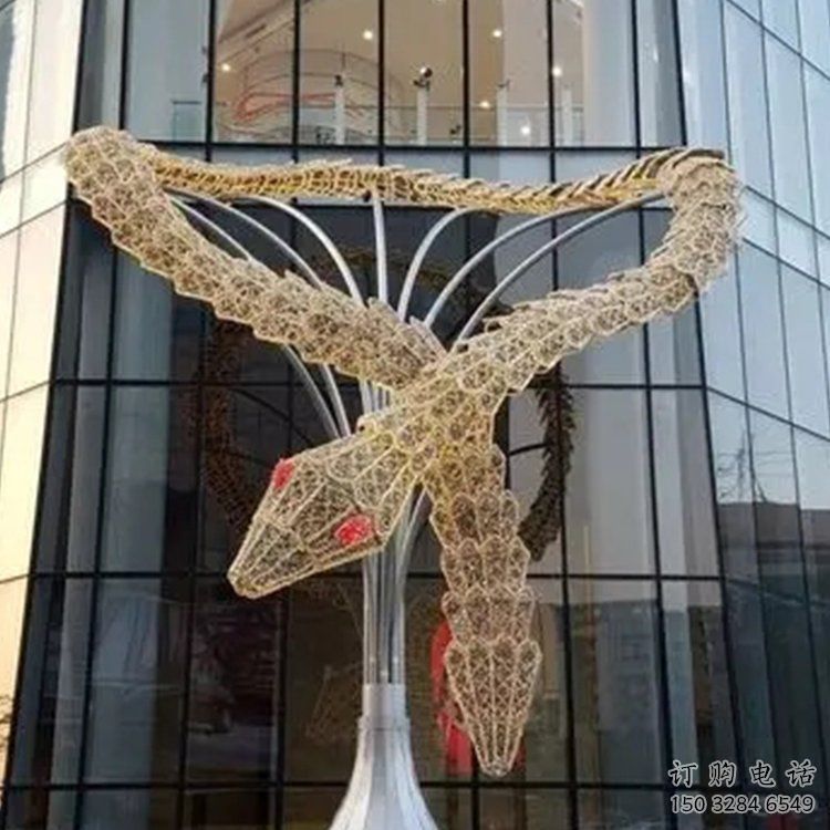 鏤空龍形雕塑廠家 現代抽象擺件 戶外切面龍形雕塑