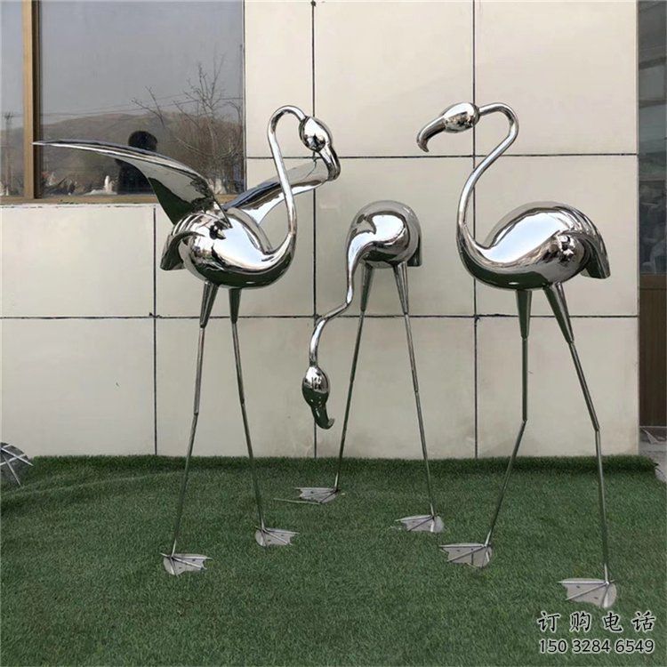 幾何鴕鳥雕塑廠家 中式創意擺件 草地鏡面鴕鳥雕塑