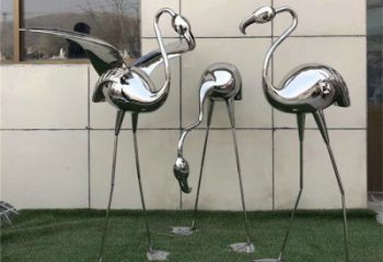 幾何鴕鳥雕塑廠家 中式創(chuàng)意擺件 草地鏡面鴕鳥雕塑