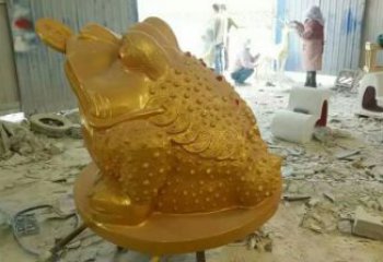 戶外金蟾雕塑廠家 現代賓館小品 大型烤漆金蟾雕塑