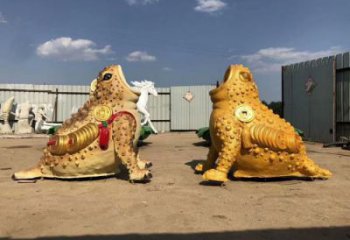 游樂場金蟾雕塑廠家 海洋公園擺件 房地產烤漆金蟾雕塑