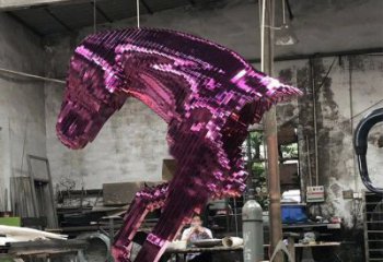 賓館馬頭雕塑廠家 歐式仿真小品 大型電鍍馬頭雕塑