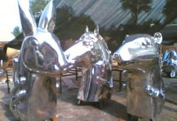 鏡面馬頭雕塑廠家 現(xiàn)代公園擺件 游樂(lè)場(chǎng)異形馬頭雕塑