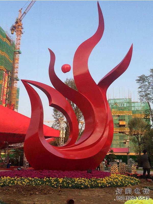 彩繪火鳳凰雕塑廠家 戶外噴漆小品 大型現代火鳳凰雕塑
