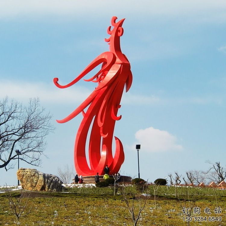 噴漆火鳳凰雕塑廠家 現代廣場小品 不銹鋼大型火鳳凰雕塑
