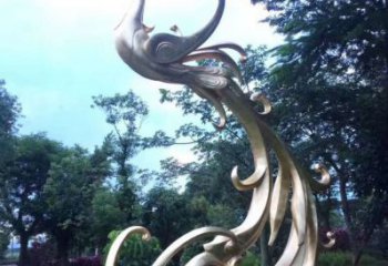 戶外金鳳凰雕塑廠家 廣場公園小品 酒店拉絲金鳳凰雕塑