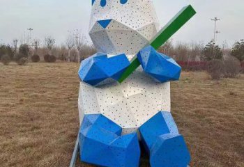 切面大熊貓雕塑廠家 現(xiàn)代抽象擺件 商場幾何大熊貓雕塑