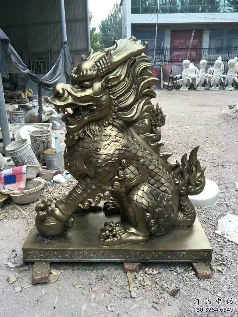 戶外麒麟雕塑廠家 烤漆小品 酒店拉絲麒麟雕塑