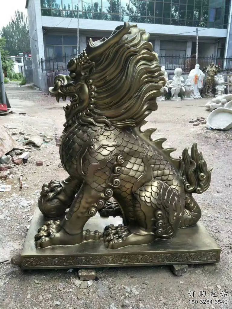 庭院麒麟雕塑廠家 歐式仿真擺件 戶外噴漆麒麟雕塑