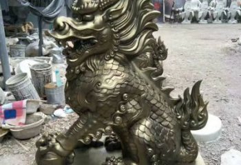 戶外麒麟雕塑廠家 烤漆小品 酒店拉絲麒麟雕塑