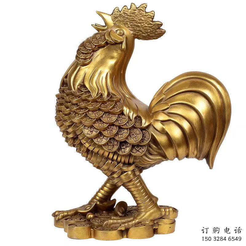 仿古金雞雕塑廠家 戶外抽象小品 玄關彩繪金雞雕塑