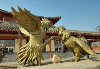 公園金雞雕塑廠家 中式烤漆小品 風景區仿古金雞雕塑