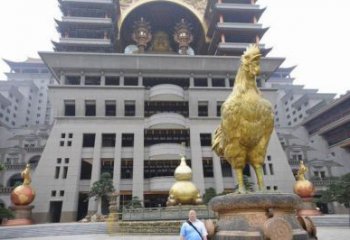 街道金雞雕塑廠家 創意小品 戶外鍍金金雞雕塑