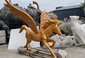 幾何飛馬雕塑廠家 中式室內擺件 草地切面飛馬雕塑