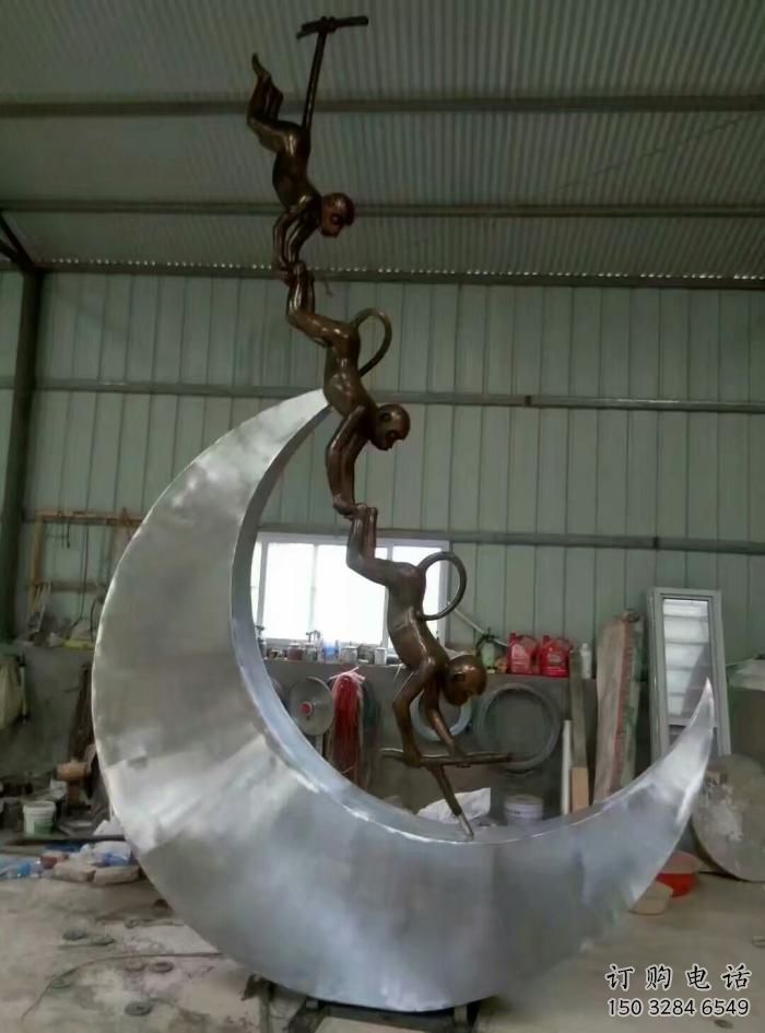 風景區(qū)猴子雕塑廠家 中式室內(nèi)擺件 抽象仿古猴子雕塑