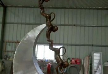 風景區猴子雕塑廠家 中式室內擺件 抽象仿古猴子雕塑