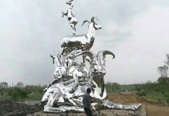 步行街綿羊雕塑廠家 戶外創意擺件 草地鏡面綿羊雕塑