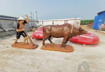 街道耕牛雕塑廠家 創意村口小品 大型彩繪耕牛雕塑