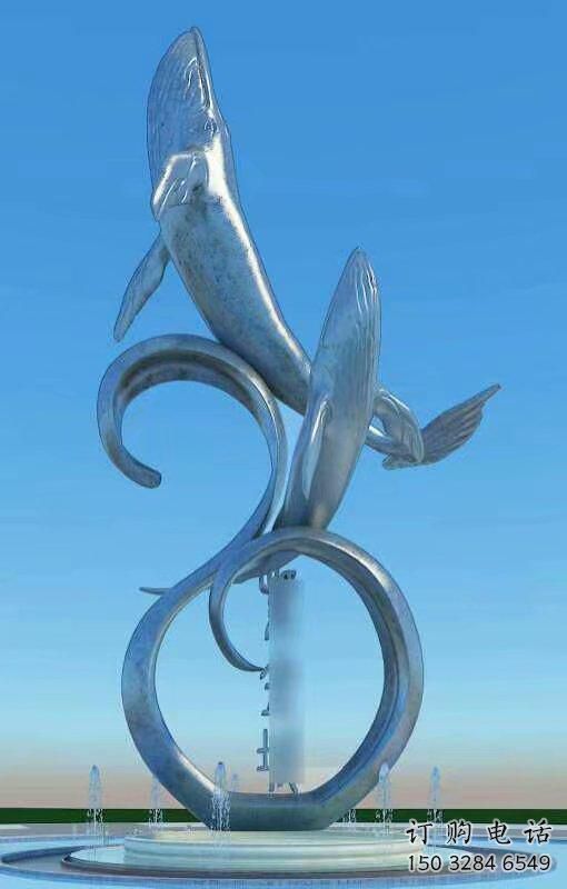 商業(yè)街魚跨環(huán)雕塑廠家 大型街頭擺件 步行街異形魚跨環(huán)雕塑